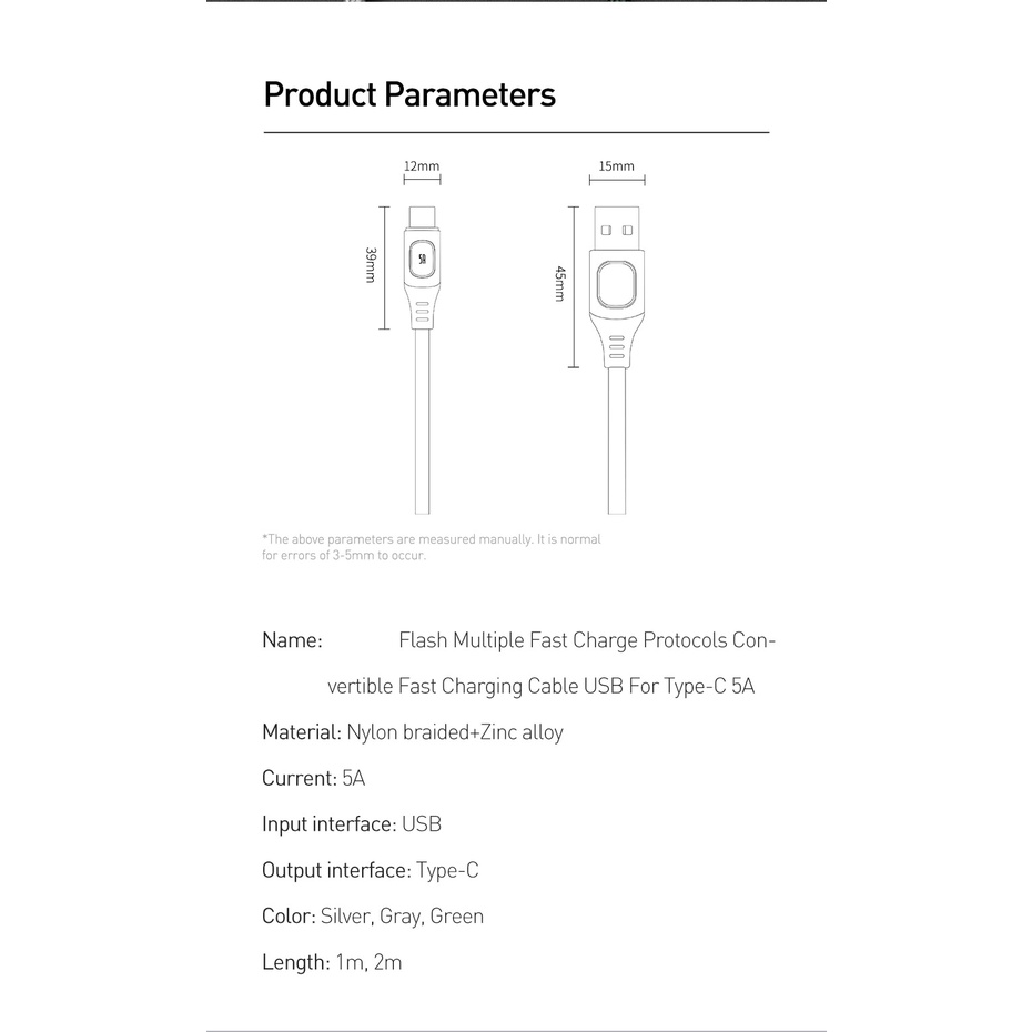 Kabel Charger Fast Charging USB to Type C 5A 1 Meter CATSS