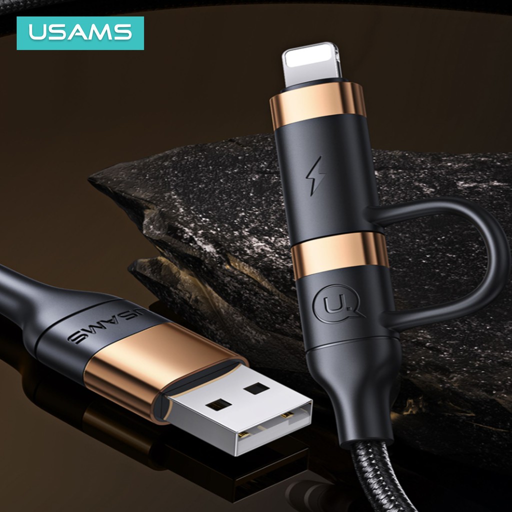 USAMS U62 Kabel Data USB-Type C to Type C + Lightning PD Fast Charging