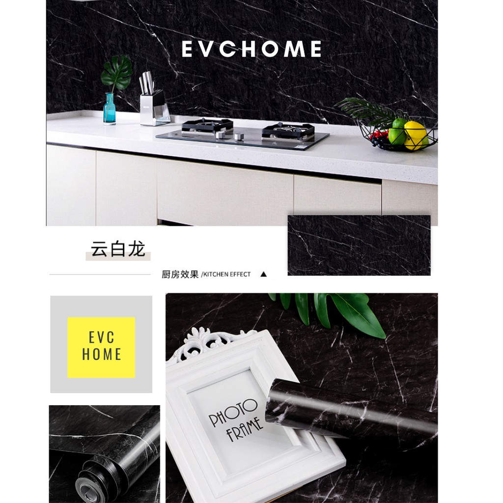 EVCHOME 60CM x 3M Wallpaper Stiker Marmer Matte/Doff /Lemari /Dinding /Dapur /Serbaguna/Wallsticker