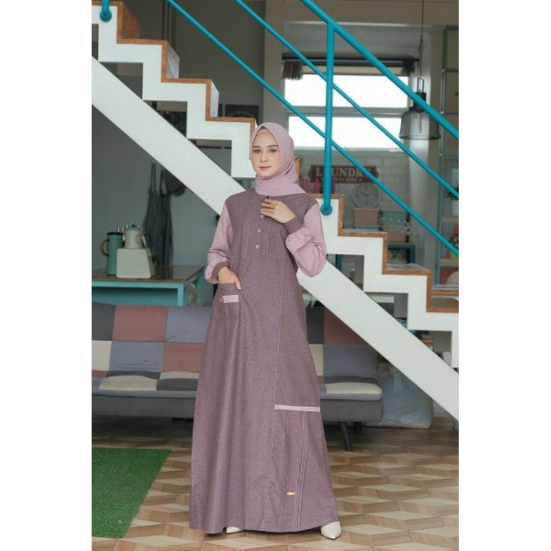 NB A67 VIOLET GREEN BY NIBRAS GAMIS NIBRAS DRESS LENGAN PANJANG GAMIS TERBARU