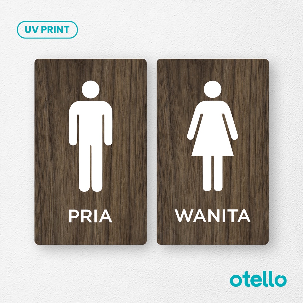 Sign Papan Toilet Pria Wanita Sign Board Kayu Print Signage Otello Wooden Stiker Timbul Tempel Rustic