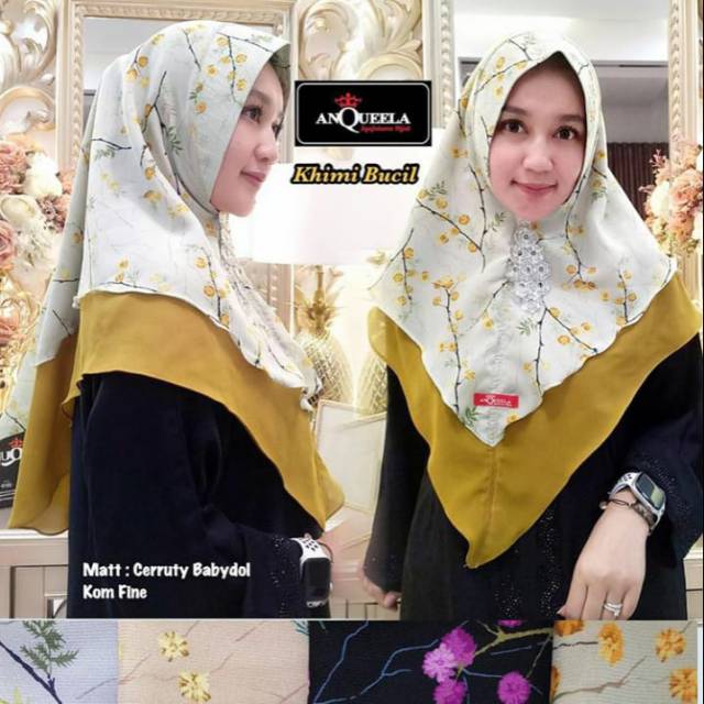Kimi Bucil Ori Anqueela Hijab [] Khimar Mini Motif Bunga