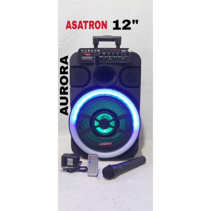 Speaker Aktif Bluetooth portable Asatron Aurora Asatron 12inch mic wireless