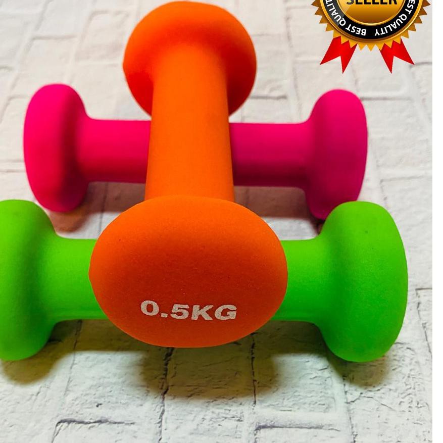♖ Dumble Barbell Dumbel Fitness Senam Gym Neoprene Anti Slip Macho 0.5kg ➯