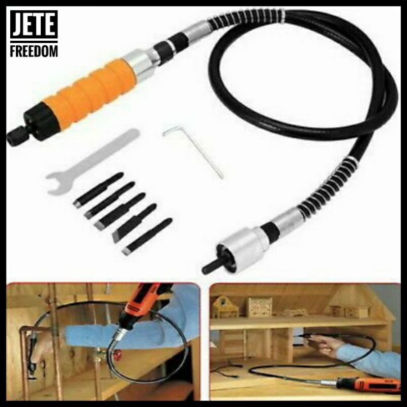 Tatah Ukir Elektrik Kabel Fleksibel Turner 6mm Wood Carving Mesin Bor Rotary Chisel Drill Converter