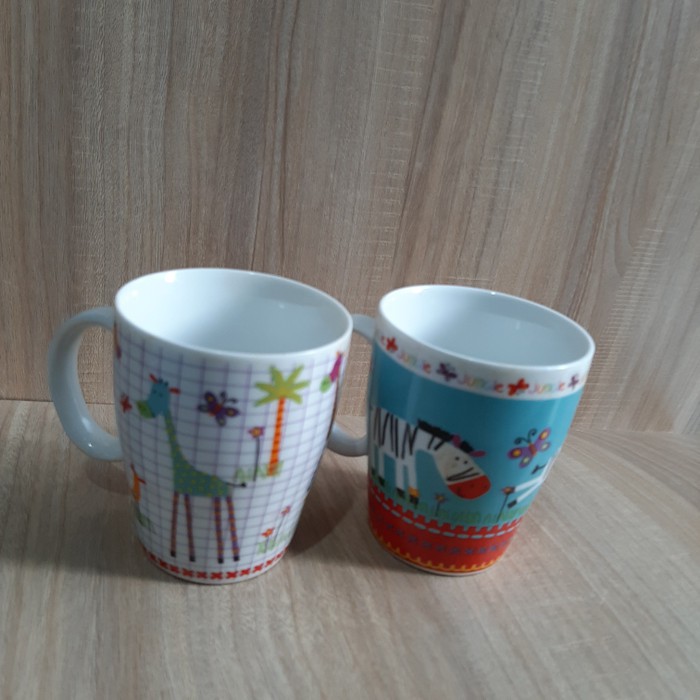 Mug Set Cangkir Keramik Couple  Lucu 2 Pcs Motif Jungle Fun