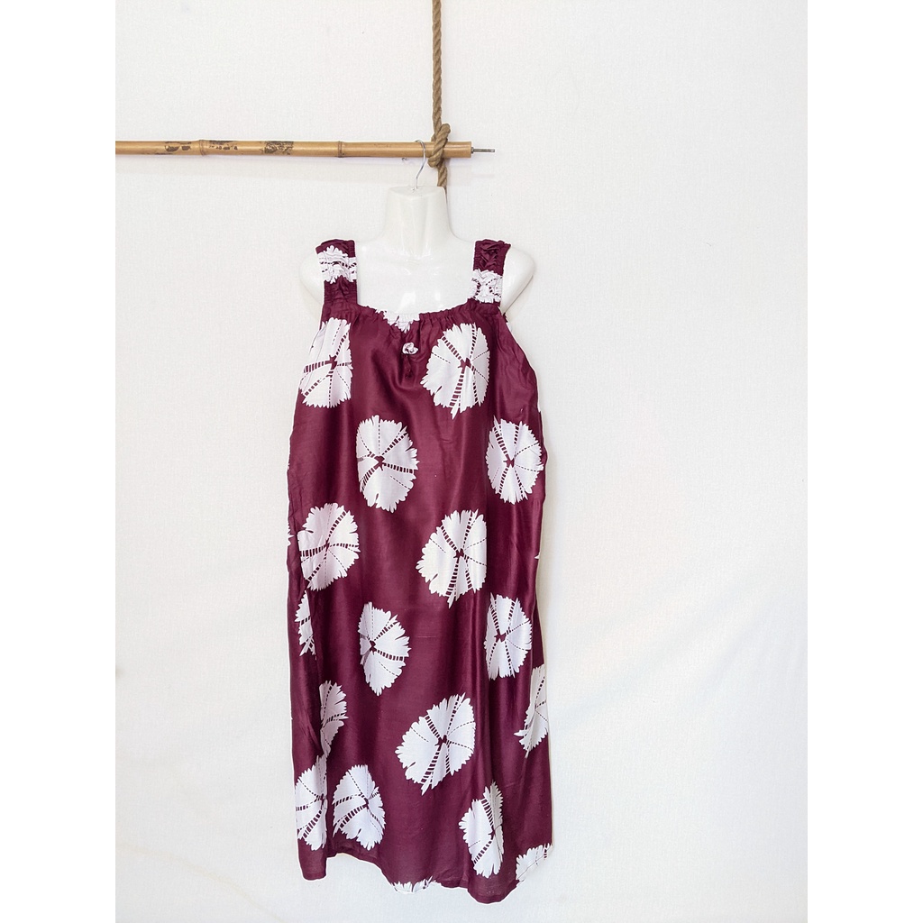 Daster Yukensi Jumbo LD 120 Baju Tidur Tanpa Lengan Tali Satu Kimono Sleepwear-shibori maroon