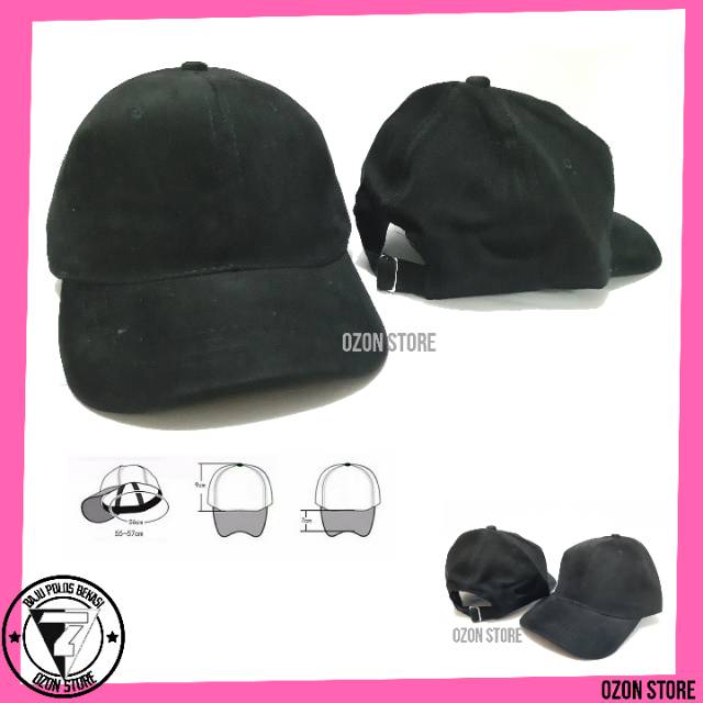 Topi Baseball Distro Caps Polos Pengait Besi Bahan Rapel Premium - Hitam