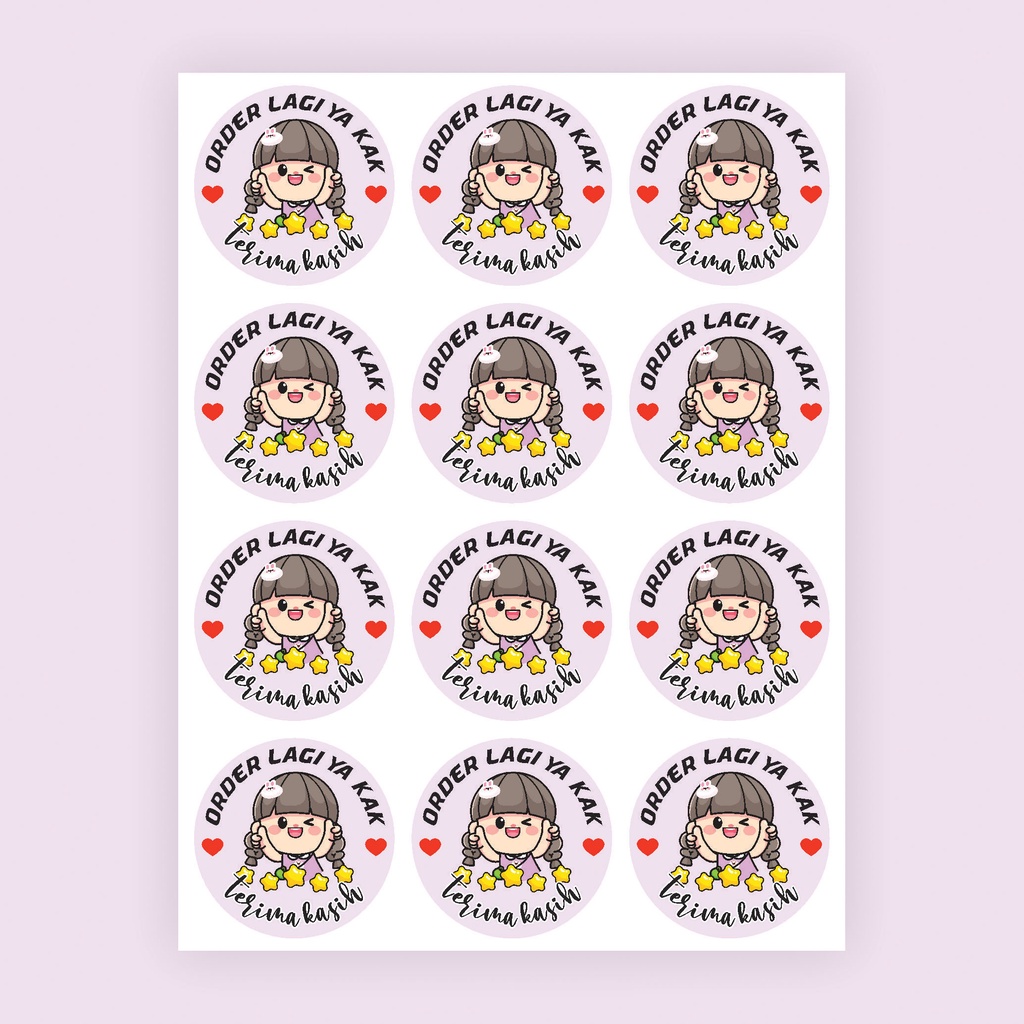 

60Pcs Thank You Sticker Stars Girl Order Lagi TY046