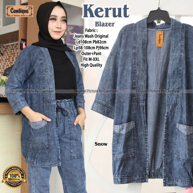 OUTER SAKU JEANS SNOW / CARDY JEANS SNOW MURAH / CARDIGAN ELMIERA