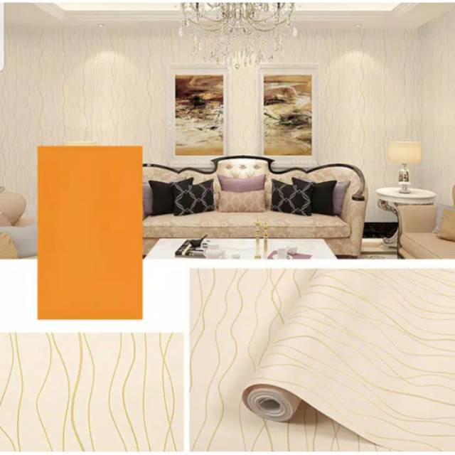 Wallpaper Sticker Dinding Motif Salur Emas Gold