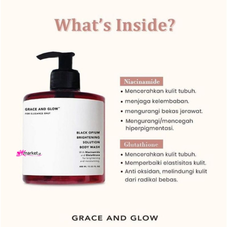 [BPOM] Grace and Glow Black Opium Brightening - English Pear &amp; Freesia Anti Acne Body Wash - Body Scrub - Miss Moisture - Peony Blush