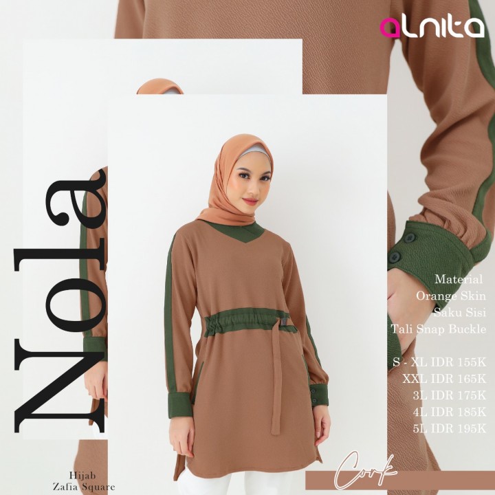 ALNITA ATASAN NOLA BAHAN KULIT JERUK ATASAN MUSLIMAH FASHION OOTD KEKINIAN [BISA COD]