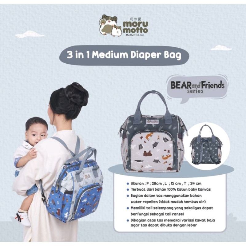 Morumotto Tas Bayi Sedang MMT7004 3in1 Bear&amp;friend series