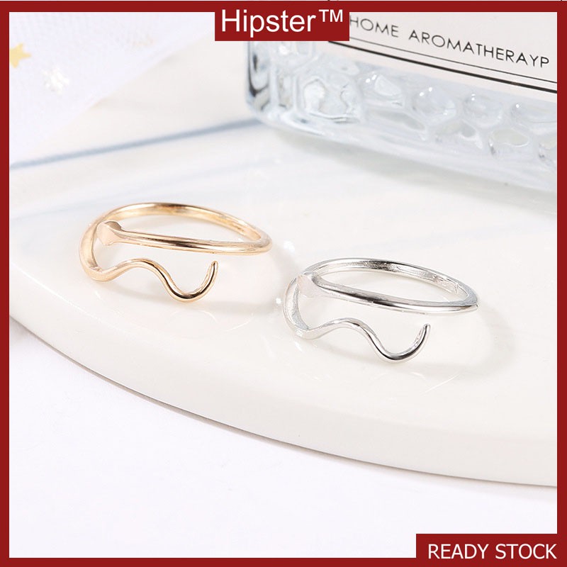 Korean Style Simple Versatile Personality Fine Snake-Shaped Wavy Adjustable Ring