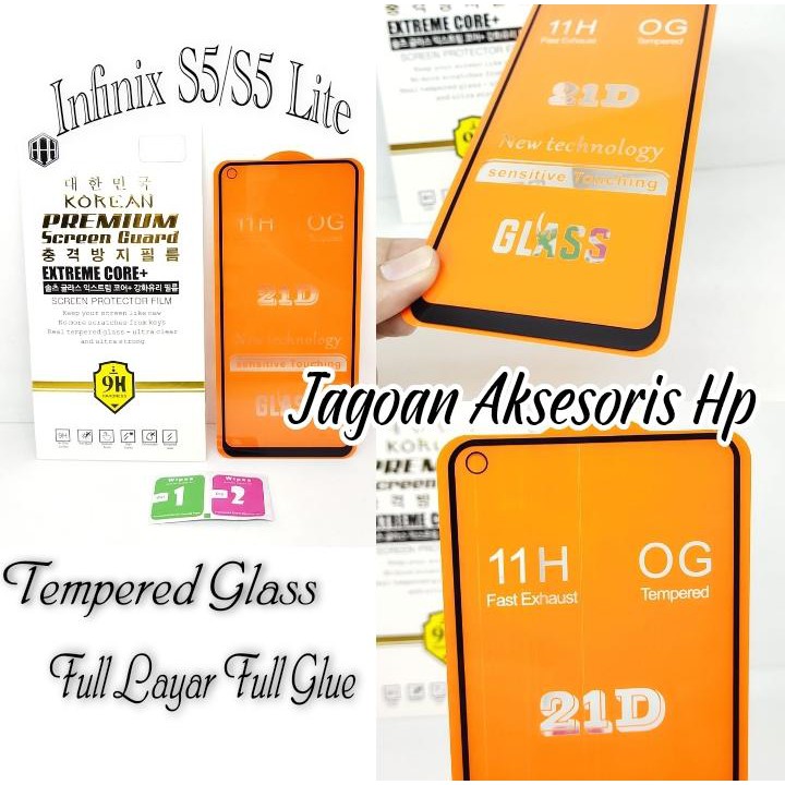 KOREAN Tempered Glass Infinix S5 S5 Lite X652 6.6 inchi FULL SCREEN TG 5D 9D 21D FULL GLUE