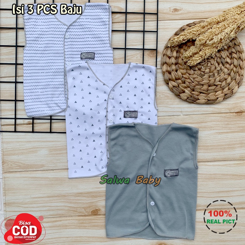 3 PCS Baju Bayi Baru Lahir Lengan Kutung Daleman Bayi Almeera Baby and Kids