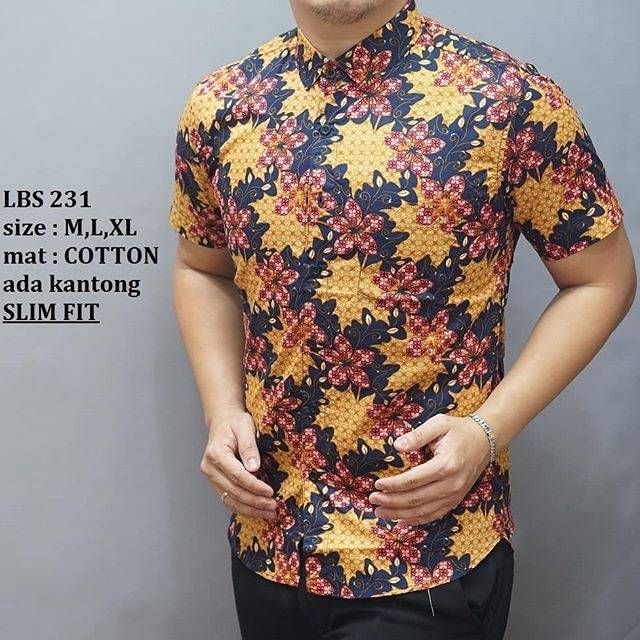 BAJU KEMEJA BATIK PRIA SLIM FIT LENGAN PENDEK LUIGI BATANI LBS 231