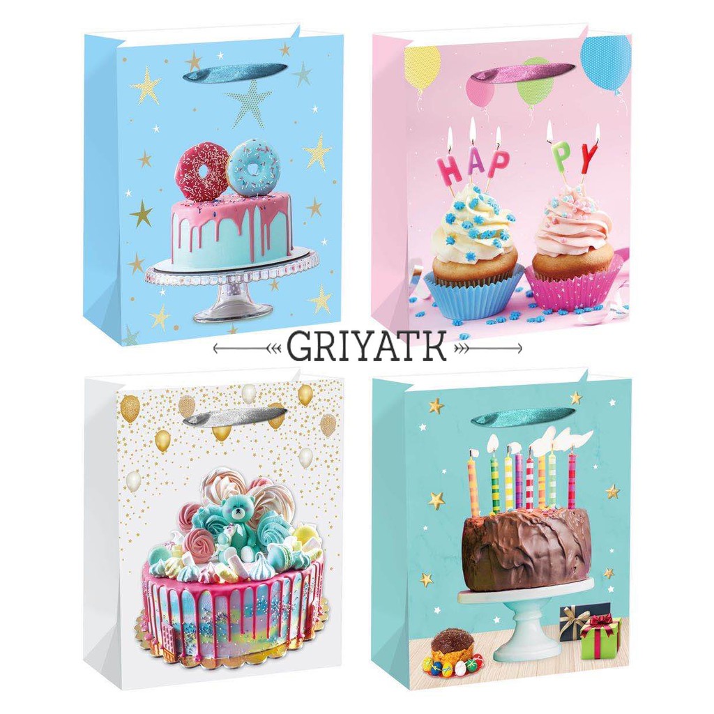 

Paperbag Tas Kertas 3D Kue Happy birtday HBD Paper Goddie Bag Kantong Bingkisan Hadiah Gift Lucu