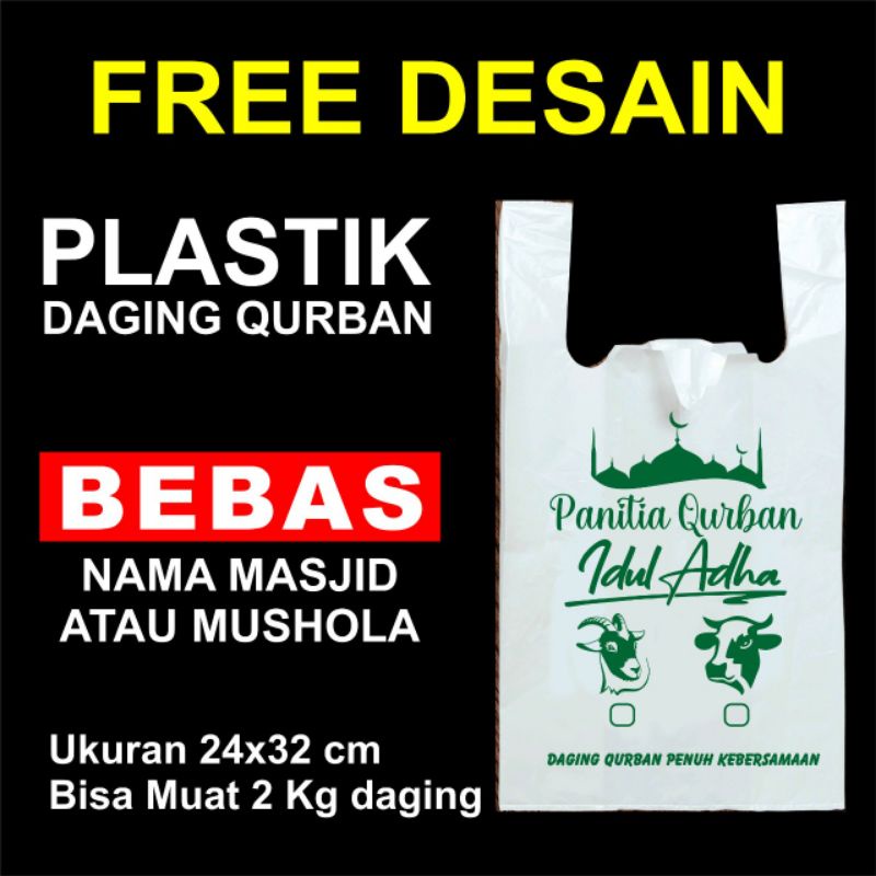 PASTIK KEMASAN DAGING KURBAN ISI 50 LEMBAR/PLASTIK IDUL ADHA/PLASTIK KURBAN UKURAN 2KG DAGING SABLON