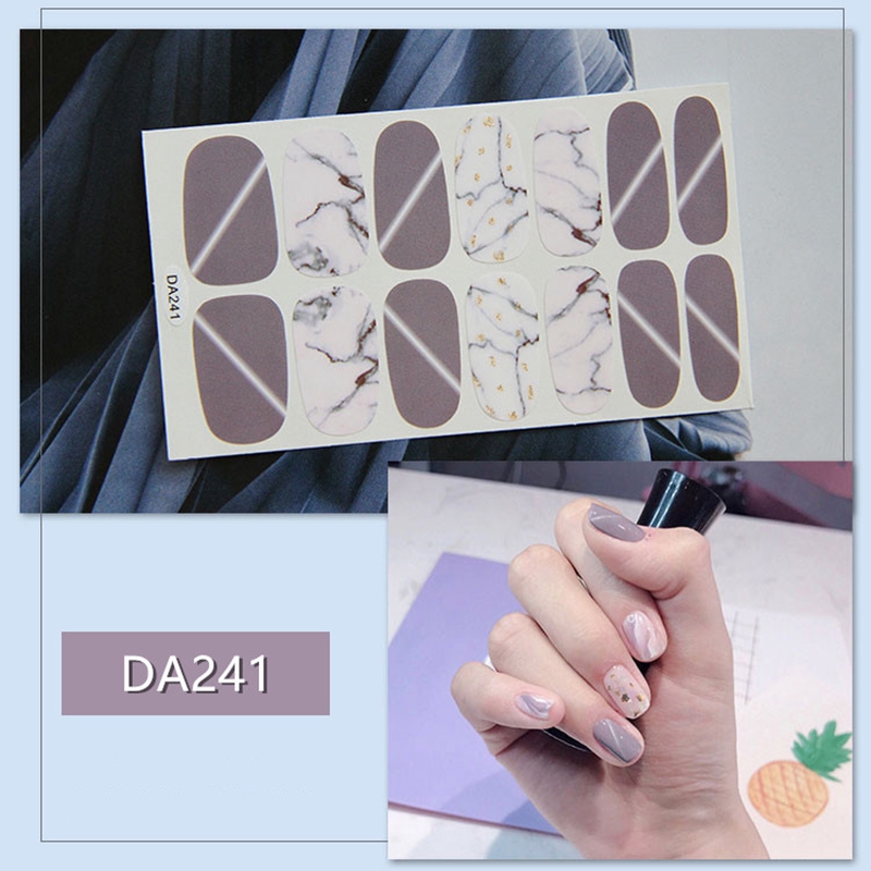 Da241-260 14pcs/lembar Stiker Kuku Palsu 3d Bronzing Untuk Nail Art Diy