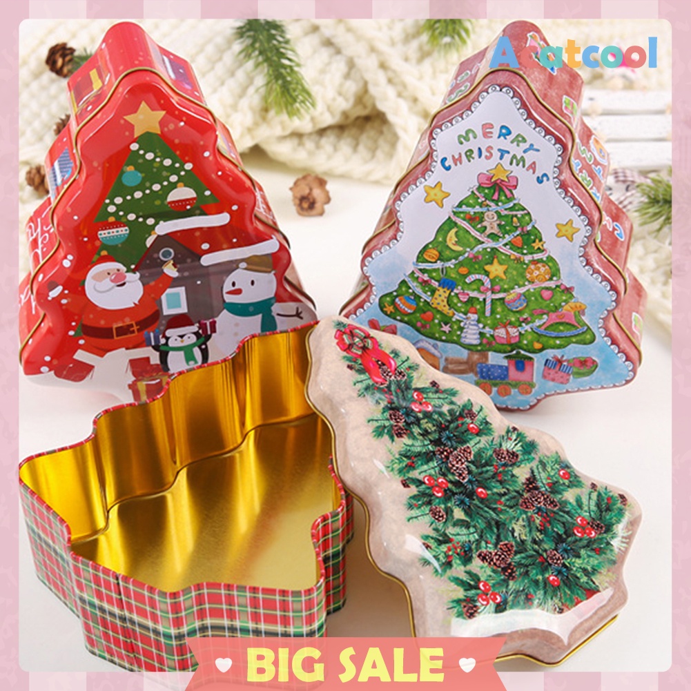 Christmas Tree Shape Tin Sealed Jar Jewelry Biscuits Coin Candy Storage Box