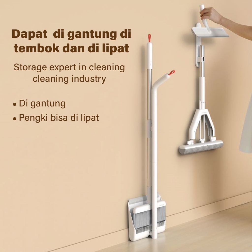 NEW Deerma QJ100 3In1 Sapu &amp; Tongkat Pel Cleaning Set Lantai Dinding Rumah