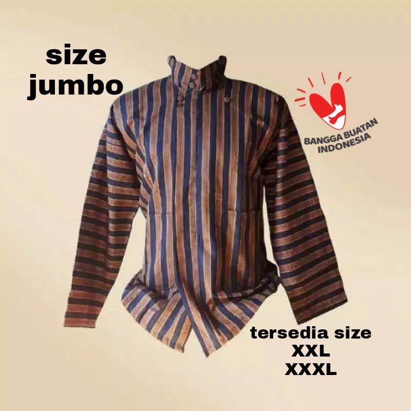 Baju Jawa Lurik/Surjan Lurik Dewasa/Sorjan Size Jumbo/Baju Adat Jawa