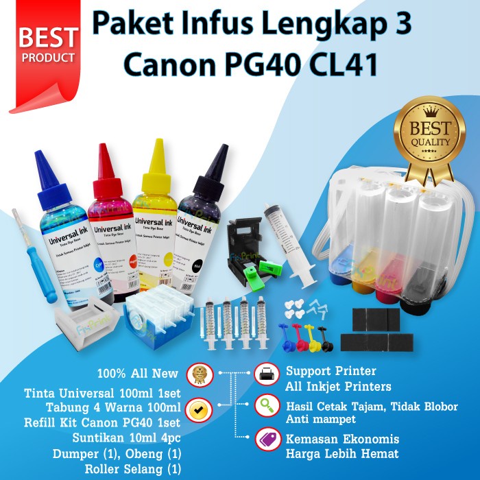 Paket Lengkap Infus Printer Canon MP145 MP198 IP1980 IP1880 IP1700 40