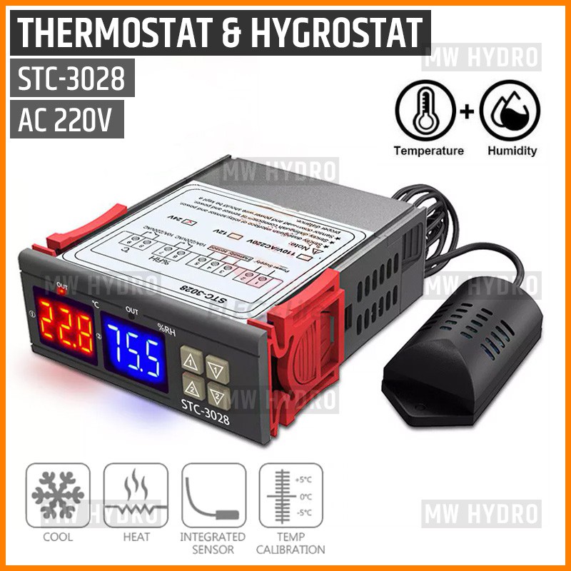 Temperature &amp; Humidity Controller, Thermostat &amp; Hygrostat, STC-3028 AC