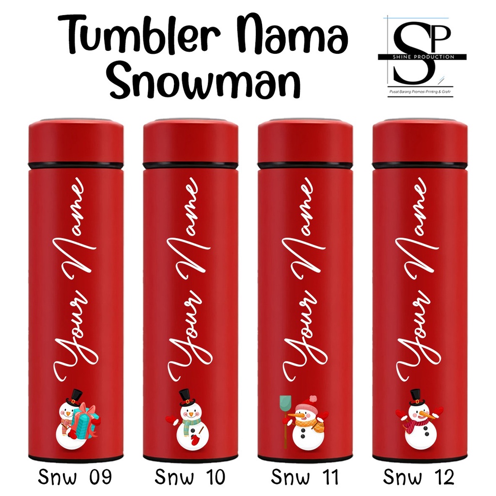 Tumbler Natal Snowman Custom Nama