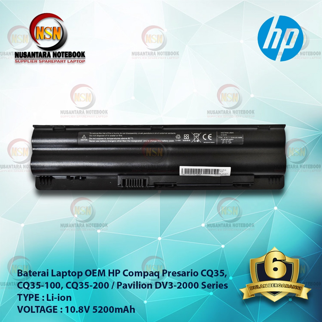 Baterai Laptop OEM HP Compaq Presario CQ35 10.8V 5200mAh