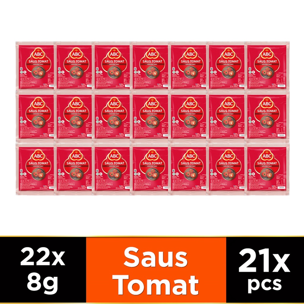 ABC Saus Tomat 22 x 8 g - Multi Pack 21 pcs