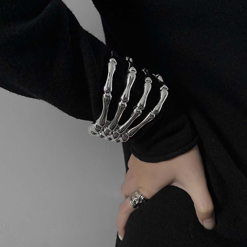 MXBEAUTY Gelang Tangan Tengkorak Perhiasan Pesta Punk Trendi Dapat Disesuaikan Hadiah Halloween Hantu Cakar Armlet