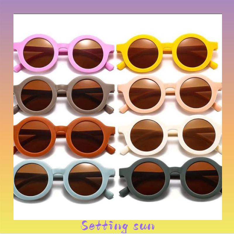 Kacamata Hitam Anak Matte Bingkai Bulat Trendi Retro Cute Clear Vision TN