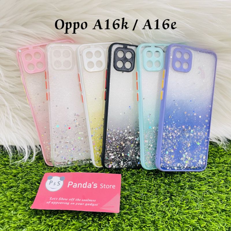 Glitter Case Oppo A16k / A16e Funny Color Dengan Pelindung Kamera (PsS)