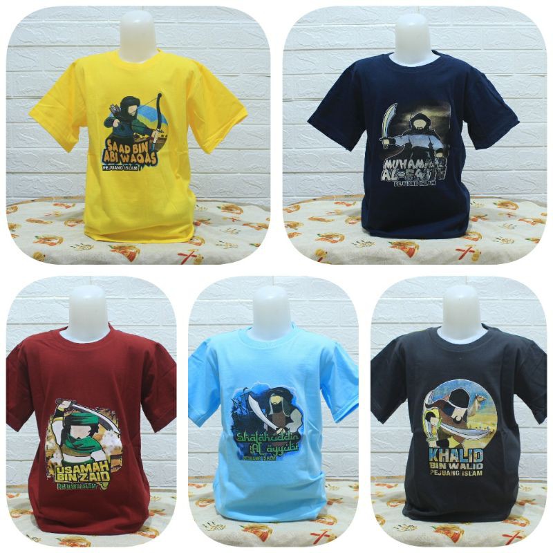 kaos anak muslim motif pejuang islam / kaos anak islami