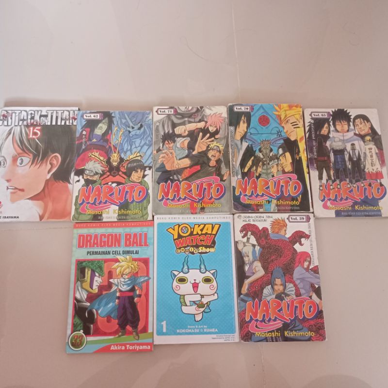 Manga/komik Attack on Titan, Naruto, Dragon ball PRELOVED