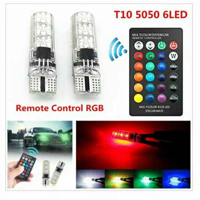 Sein senja T10 Remot RGB LED 16 warna /lampu senja T 10 Remot