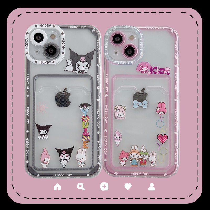 Soft Case Transparan Motif Kuromi Dan Mymelody Untuk iPhone 12 13 Pro MAX 11 X XR XS MAX 7 8 Plus