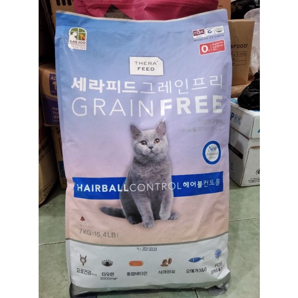 Gerab/Gojek TheraFeed Grainfree HairBall Control 7kg Makanan Kucing GrainFree