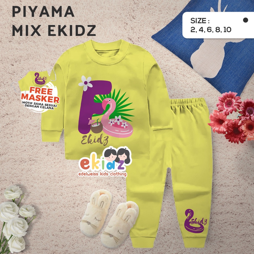 Piyama Anak Perempuan EKidz - Flamingo (FREE MASKER)