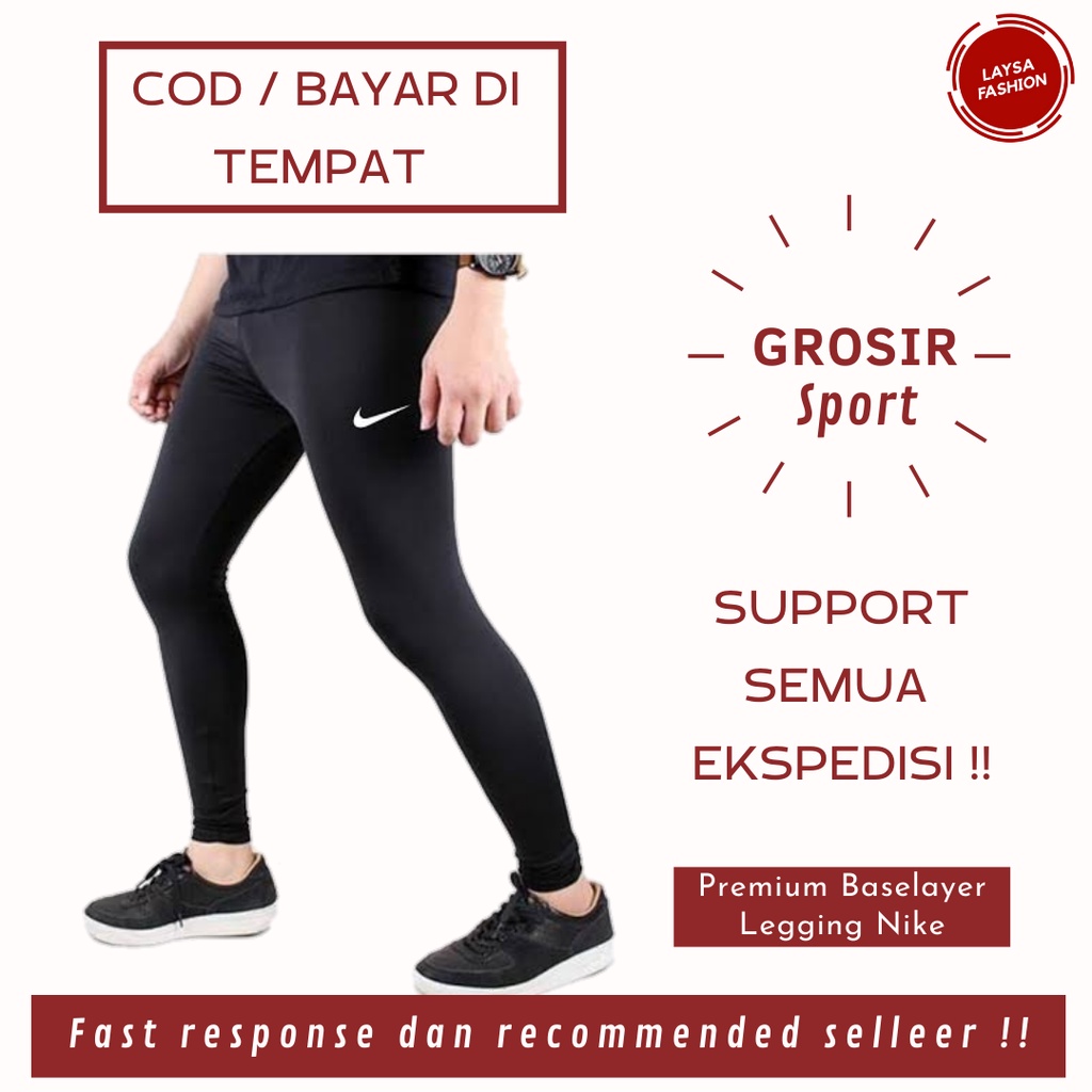 COD SATUAN DAN GROSIR Legging Leging Baselayer Legging Olahraga Longpants Black Original Pro Super Stretch Murah Celana Panjang Olahraga Running Gym Jogging Polos Hitam Logo Nike Celana Baselayer Manset Hitam Polos Bahan Hyzet Baloon Bandung Murah