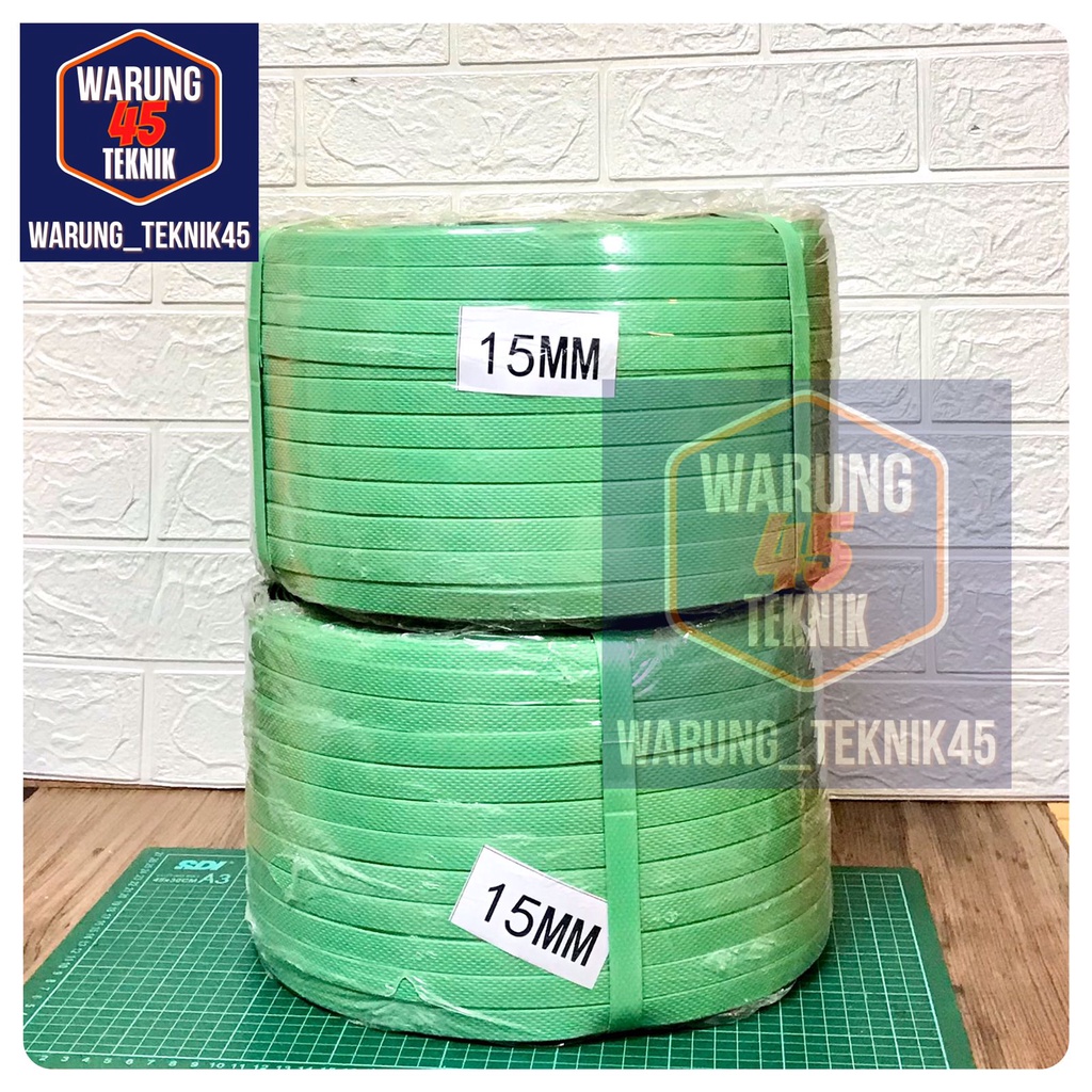 Plastik Strapping Straping Band 15 mm Berat 7 kg Tali Hijau Straping