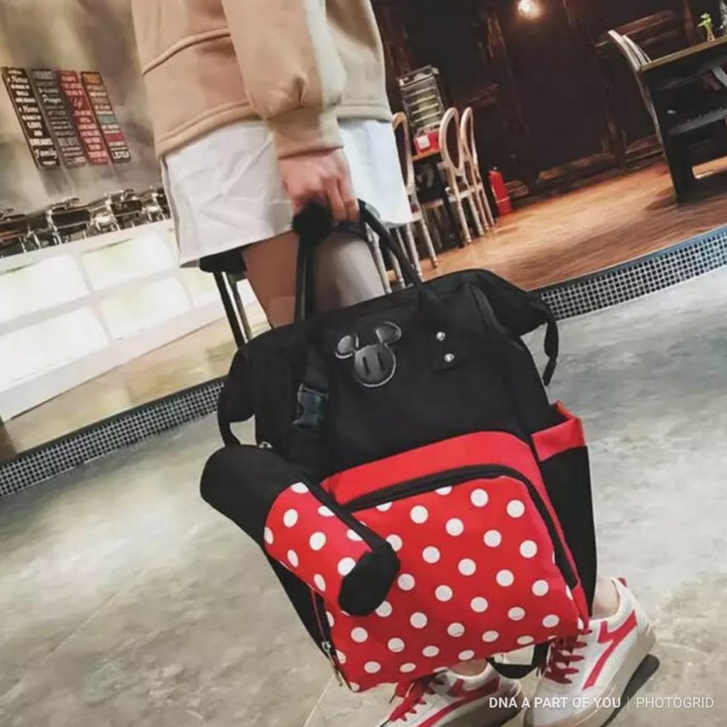 &quot;aurabagss&quot; - Ransel Anak Anello Motif Mickey Merah Hitam / Backpack Anello mickey kanvas Termurah / Ransel Anak Unisex / Backpack Anello Mickey Mouse Terlucu / Tas Anak / Ransel Anak / Diapers Bag