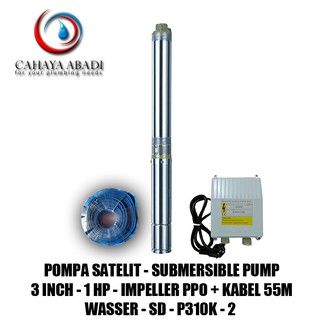 Jual POMPA SUBMERSIBLE WASSER - 3 INCH - 1 HP + KABEL 55M - SD - P310K