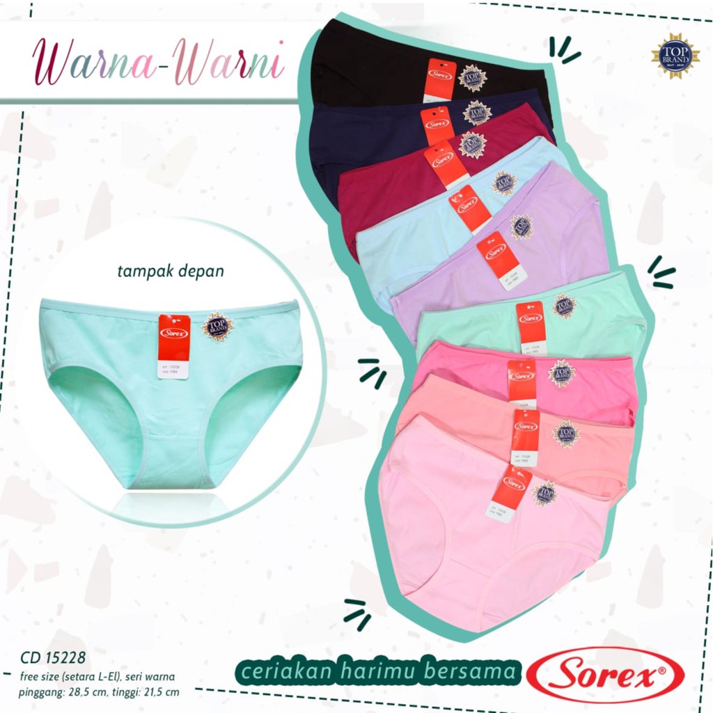COD Pakaian Dalam Wanita CD / Celana Dalam Cewek Warna-Warni Bahan Katun Sorex 15228