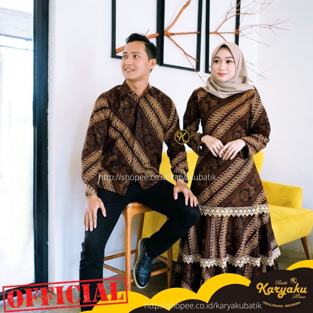 Baju Couple Pasangan Terbaru 2021 Batik Gamis Kebaya Kapel Keluarga Suami Istri Batik Kondangan