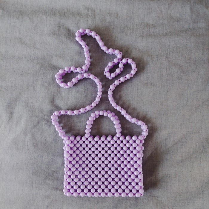 Beads Bag / Bead Bag / Tas Mutiara / Tas Manik-Manik Pink Fanta - Ungu Pastel