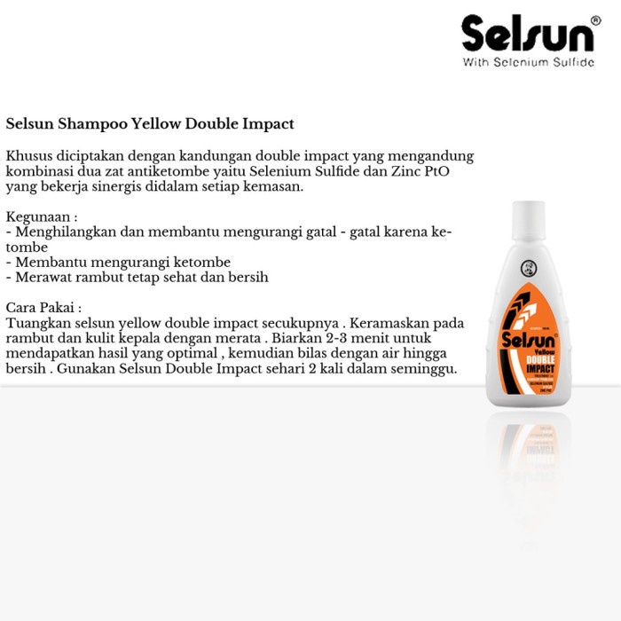 SELSUN Yellow Double Impact Anti Dandruff Shampoo 50ml/100ml